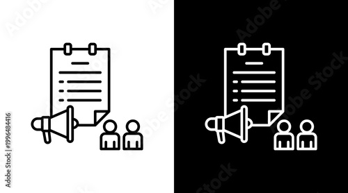 Press Release Outline White Icon Set Design