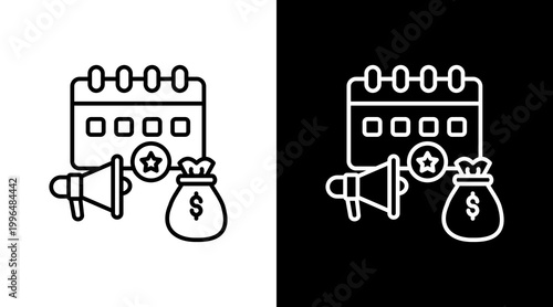 Sponsorship Outline White Icon Set Design