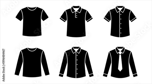 Schilderij op canvas Various Styles of Men's Shirts Casual T-Shirts, Polo, and Formal Wear Collection