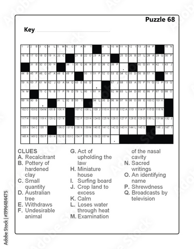 Printable Acrostic Word Puzzle Worksheet for Brain Training and Education Acrostic Vol 3 Puzzle 68