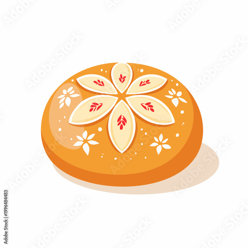 Decorative Orange Bun with Flower Design