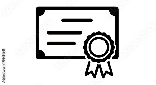 Certificate with seal icon representing achievement and certification.