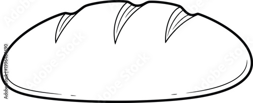 A simple black and white illustration of a loaf of bread, perfect for culinary or food-related projects and designs