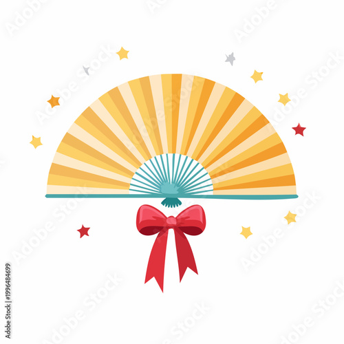 Decorative Fan with Red Bow and Stars