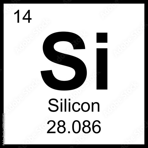 Silicon periodic table element chemistry symbol. Vector Silicon atom gas icon
