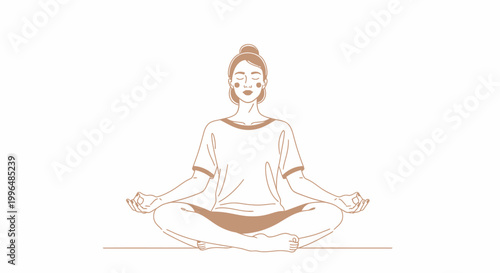 Minimalist line art illustration of woman meditating in yoga pose