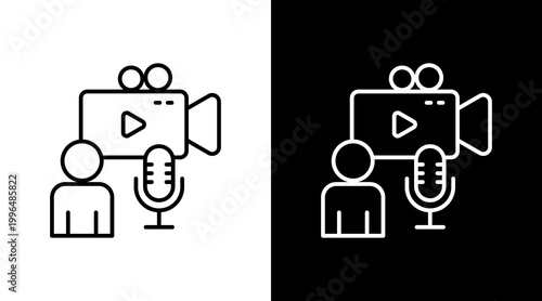 Canvastavla Content Creator Outline White Icon Set Design