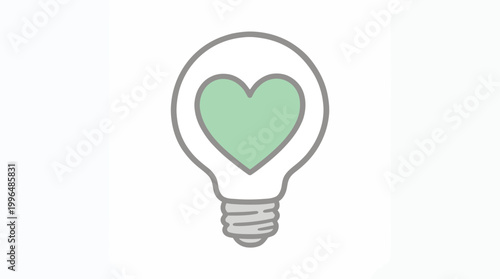 Vector graphic illustration of Green Heart Lightbulb Idea Concept Vector Illustration, Eco Friendly Symbol, Love Innovation Vector