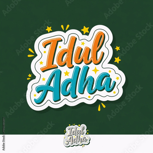 Vibrant Idul Adha Sticker Design with Playful Typography