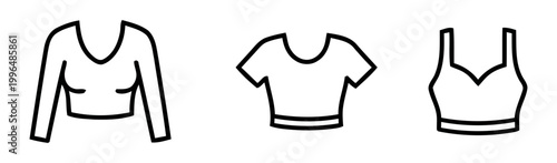 Collection of fashionable crop top clothing items for women