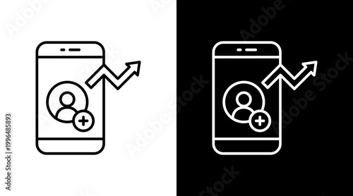 Follower Growth Outline White Icon Set Design
