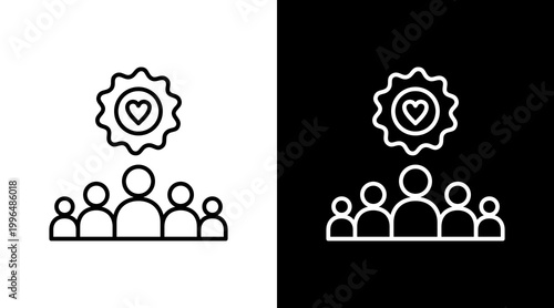 Fan Community Outline White Icon Set Design