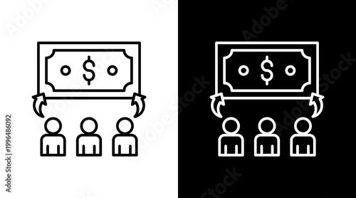 Crowdfunding Outline White Icon Set Design