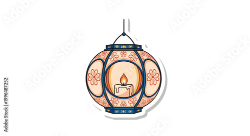 Traditional Lantern with Burning Candle, Decorative Light, Festive Illumination