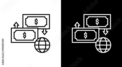 Global Payment Outline White Icon Set Design