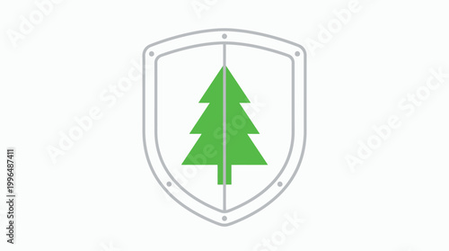 Vector graphic illustration of Green Tree Shield Icon Vector, Eco Friendly Protection Symbol, Environmental Conservation Logo, Modern Flat Style Illustration Vector
