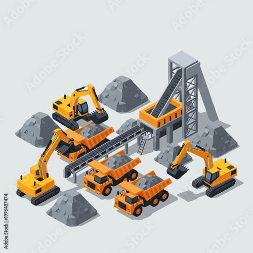 Heavy machinery at a mining site.