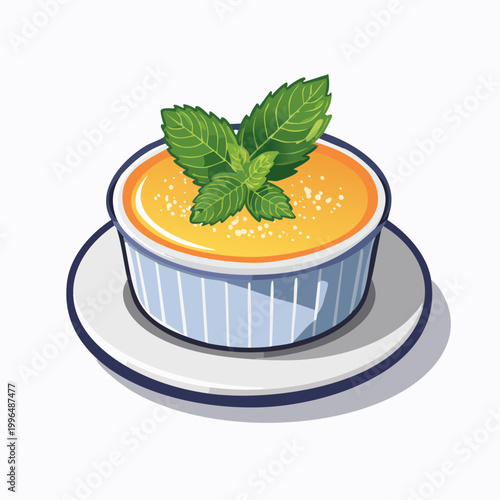 Creme Brulee with Mint Garnish