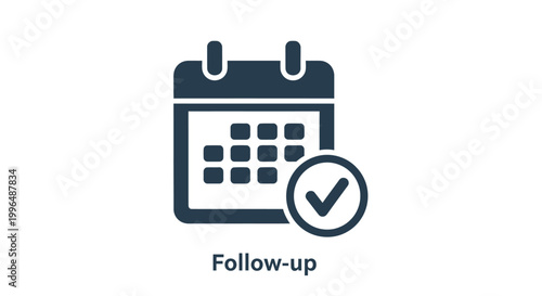 Follow up calendar icon with checkmark for business planning