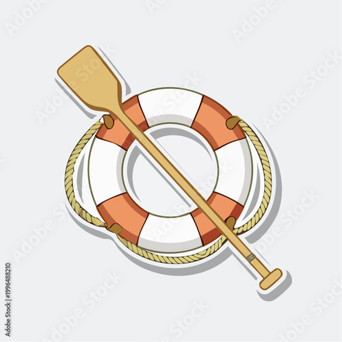 Lifebuoy and Oar Illustration