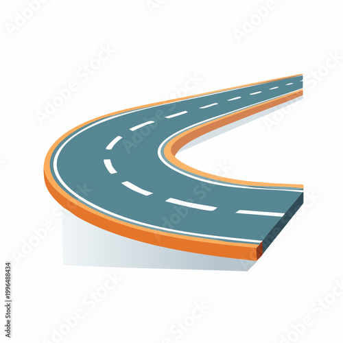 Curving Road with Lane Markings