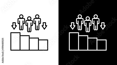 Population Decline Outline White Icon Set Design