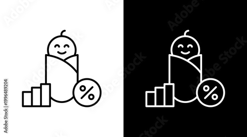 Birth Rate Outline White Icon Set Design