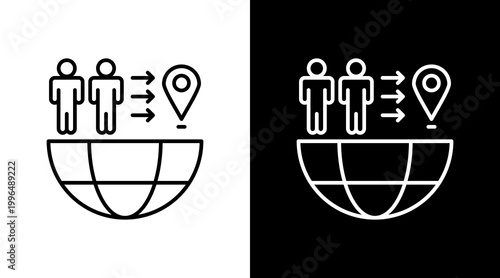 Migration Flow Outline White Icon Set Design