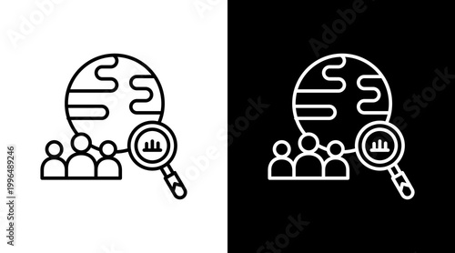 Census Survey Outline White Icon Set Design