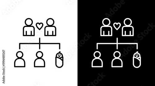 Family Structure Outline White Icon Set Design