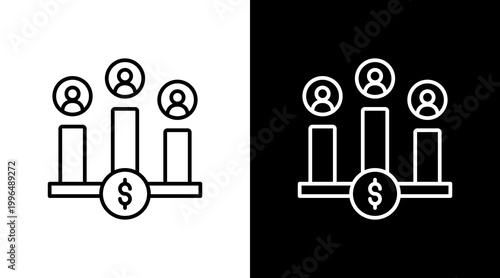 Income Level Outline White Icon Set Design