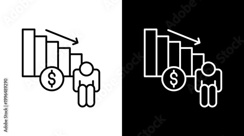 Poverty Rate Outline White Icon Set Design
