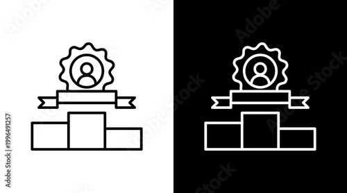 User Badge Outline White Icon Set Design