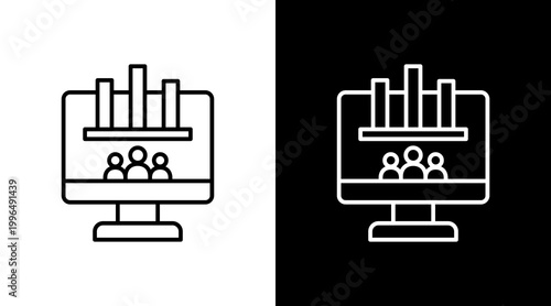 User Poll Outline White Icon Set Design