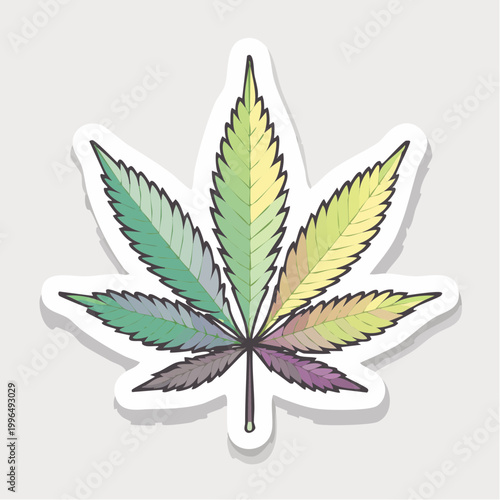 Stylized Marijuana Leaf Sticker