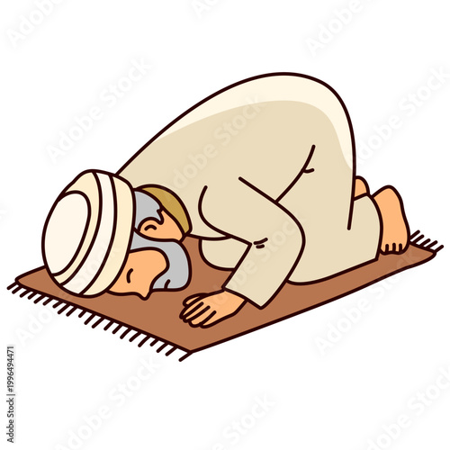 Fényképezés man in prayer position prostrating on rug