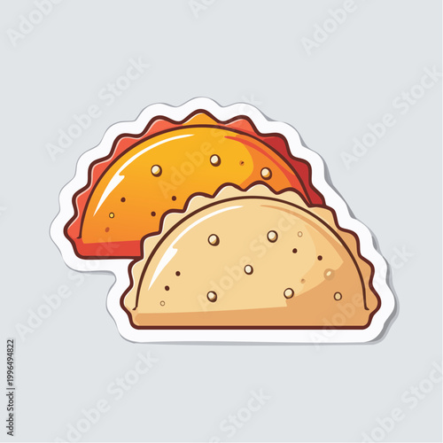 Stylized illustration of two empanadas