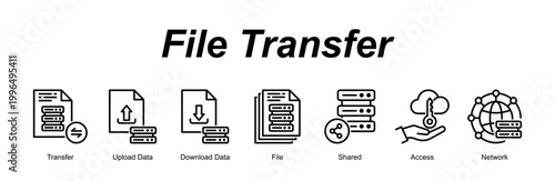 File Transfer banner web icon vector illustration concept with an icon of Transfer, Upload Data, Download Data, File, Shared, Access, Network 