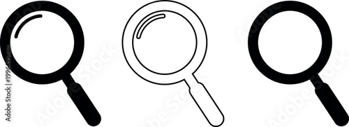 Magnifying glass icons representing search discovery and analysis with analysis