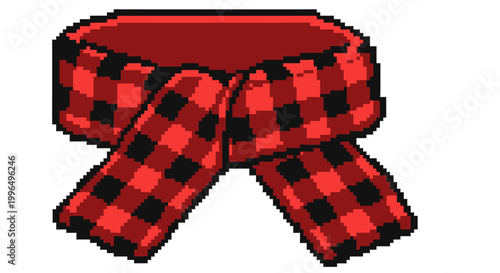 Pixel Art Red and Black Buffalo Plaid Scarf.