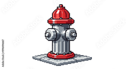 Red and Silver Fire Hydrant on Pavement.