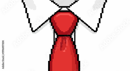 Pixel Art Red Tie and White Shirt Collar.