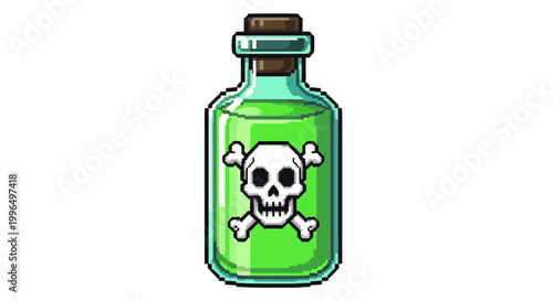 Poison bottle with skull and crossbones symbol.