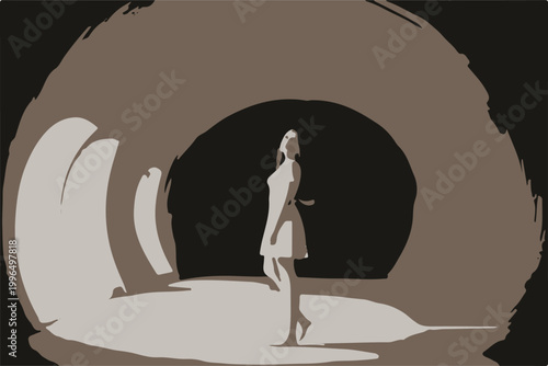 Foto Illustration of a woman in a dimensional tunnel