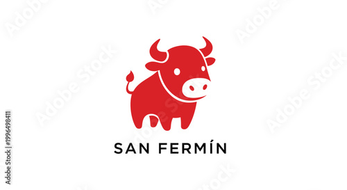 Red Bull Icon with "San Fermín" Text - Fiesta Symbol