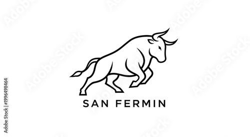 Running Bull Silhouette - San Fermin Festival Logo Icon