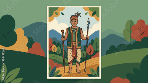 Pa Togan Sangma Poster Meghalaya Tribal Leader Cultural Vector Illustration