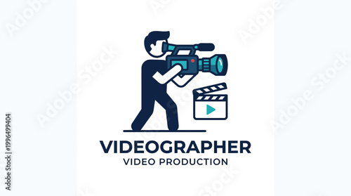 Videographer Logo Camera Filming Video Production Vector Illustration