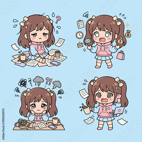 Chaotic life of a young girl with multiple tasks