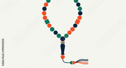 Colorful prayer beads with tassel.